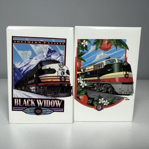 Refrigerator Fridge Magnets Seaboard Railroad And Black Widow GE Locomotives - Picture 1 of 2